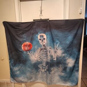 Unbranded Skeleton Playing Basketball Cloth Wall Hanging Novelty Halloween Decor